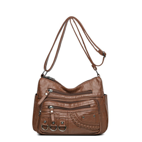 Women's Soft Leather Crossbody Bag - Urban Minimalist Shoulder Purse